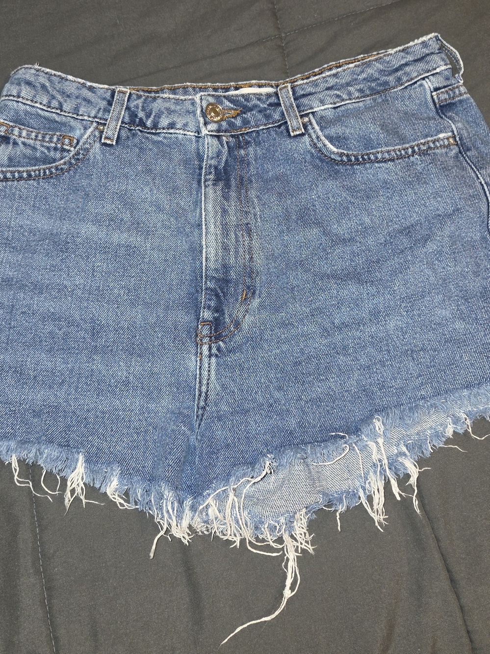 Forever 21 Light Blue Distressed Denim Shorts with Frayed Hem